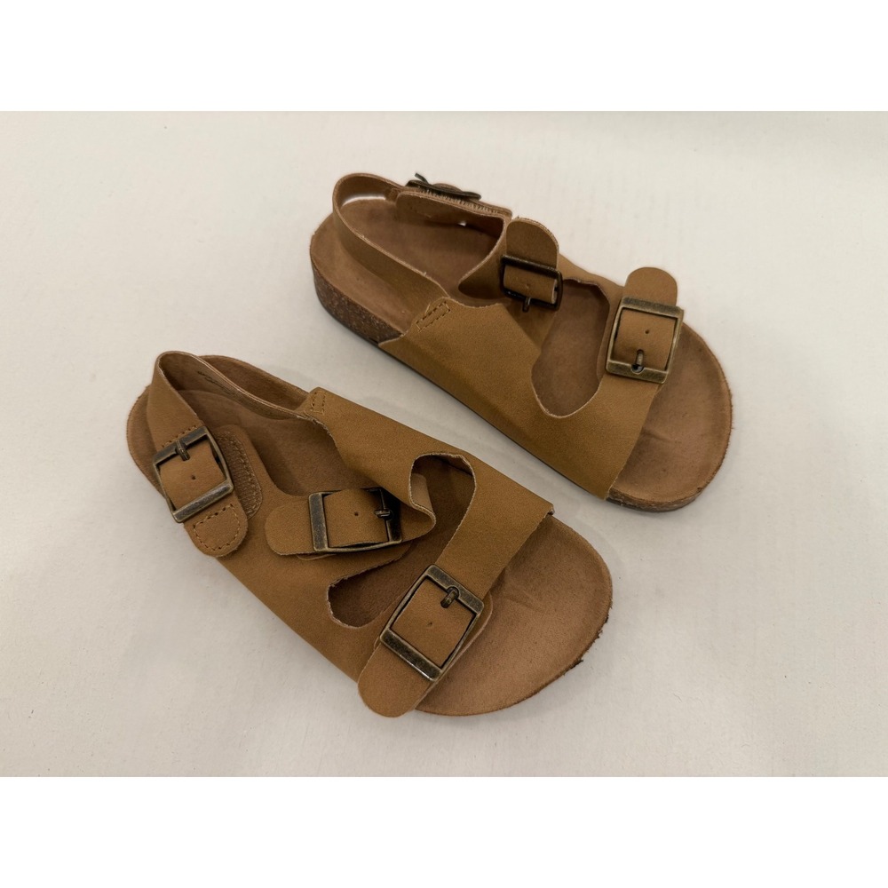 Old Navy Sandals Earth Sanda 9 Tan Faux Suede Double Strap Buckle Toddler Shoes